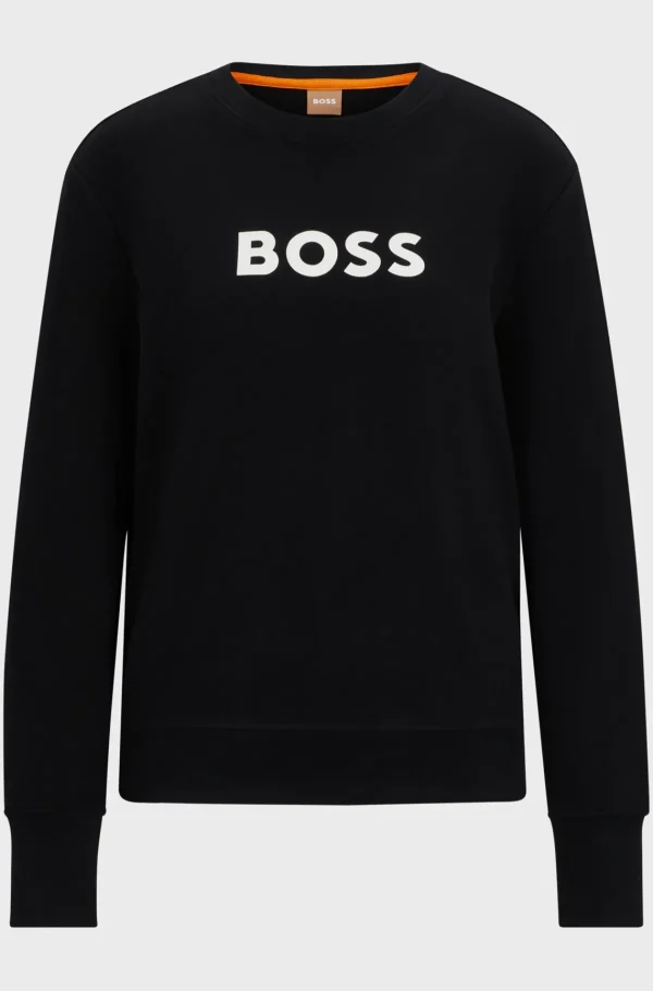 MULHER HUGO BOSS Sweats E Hoodies | Artigos Essenciais>Camisola Em Terry De Algodão Com Logótipo Contrastante