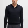 HUGO BOSS Camisolas E Cardigans>Camisola Polo De Ajuste Regular Em Lã, Seda E Caxemira