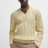 HUGO BOSS Camisolas E Cardigans>Camisola Tricotada Em Mistura De Algodão Com Logótipo Sobreposto