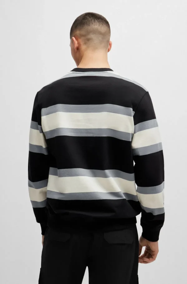 HUGO BOSS Sweats E Hoodies>Camisolade Algodão Com Riscas Em Bloco E Etiqueta Vermelha Com O Logótipo