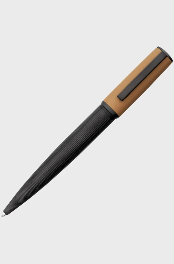 MULHER HUGO BOSS Mais Acessórios>Caneta Esferográfica De Textura Mista Com Tampa Da Marca Camel