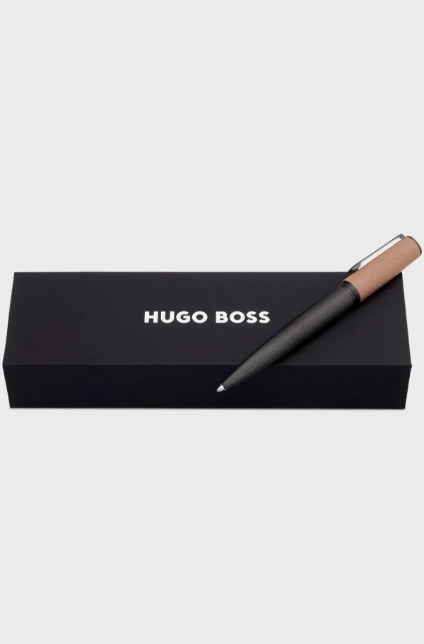 MULHER HUGO BOSS Mais Acessórios>Caneta Esferográfica De Textura Mista Com Tampa Da Marca Camel