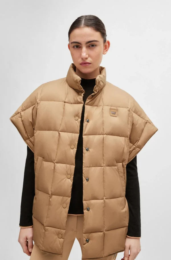 MULHER HUGO BOSS Casacos>Capa De Penas Equestre Com Bolsos Forrados A Velo