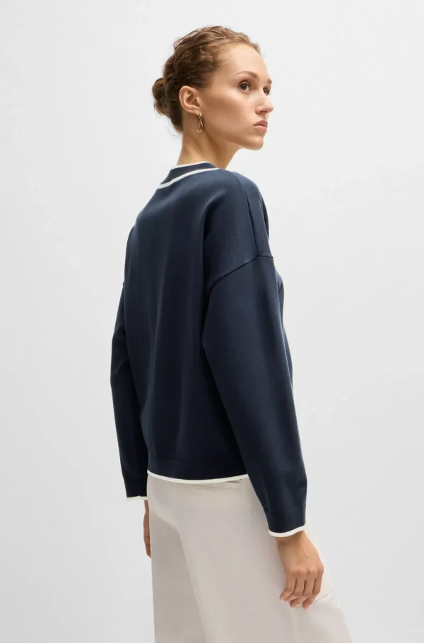 MULHER HUGO BOSS Camisolas E Cardigans>Cardigan De Gola Em V Em Tecido Elástico Com Fecho De Botão