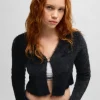 MULHER HUGO BOSS Camisolas E Cardigans>Cardigan Fofo Recortado Com Fivela De Happy HUGO