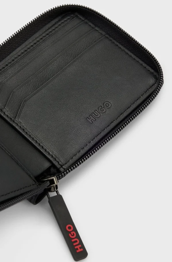 HUGO BOSS Carteiras>Carteira Com Fecho Em Pele Mate Com Logótipos Sobrepostos
