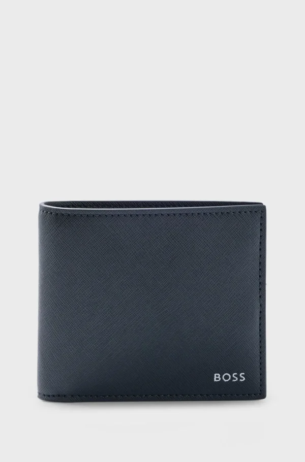 HUGO BOSS Carteiras>Carteira Estruturada Com Risca De Assinatura E Detalhe De Logótipo