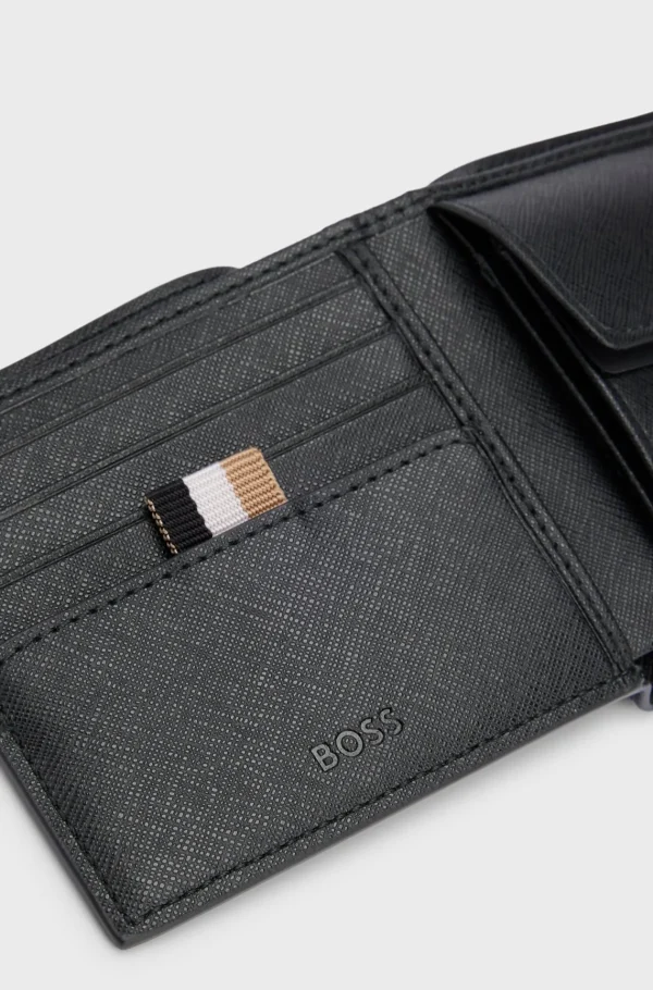 HUGO BOSS Carteiras>Carteira Estruturada Com Risca De Assinatura E Detalhe De Logótipo