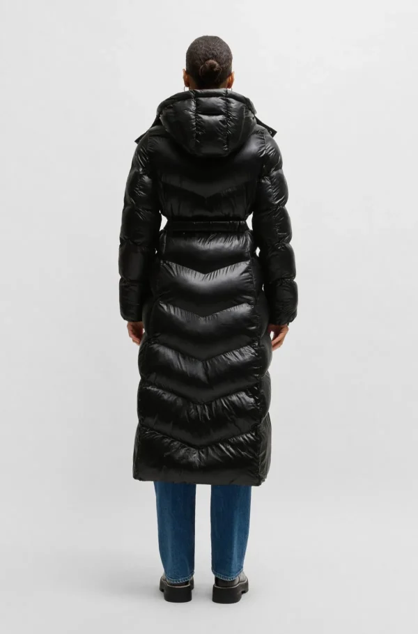 MULHER HUGO BOSS Sobretudos E Parkas | Casacos>Casaco Acolchoado Repelente à água Com Cinto Com Logótipo