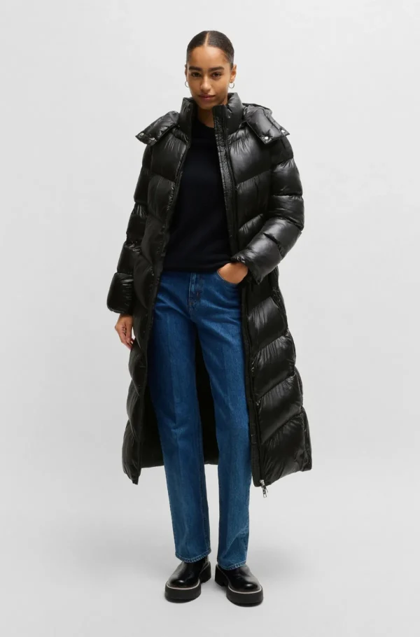 MULHER HUGO BOSS Sobretudos E Parkas | Casacos>Casaco Acolchoado Repelente à água Com Cinto Com Logótipo