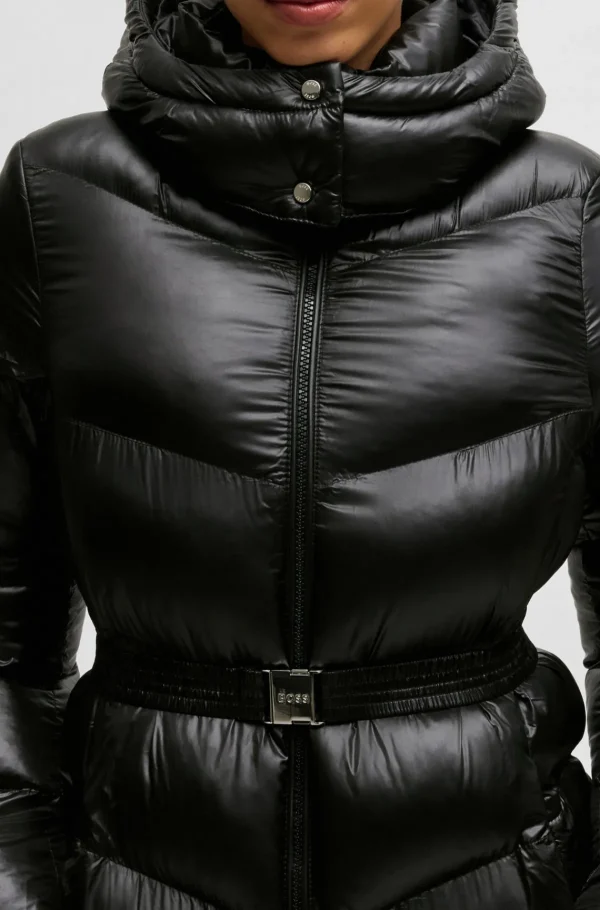 MULHER HUGO BOSS Sobretudos E Parkas | Casacos>Casaco Acolchoado Repelente à água Com Cinto Com Logótipo