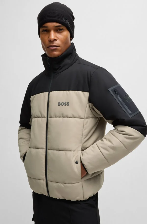 HUGO BOSS Casacos>Casaco Acolchoado Repelente à água Com Logótipo Estampado
