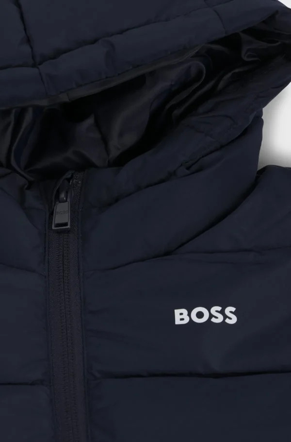 Crianças HUGO BOSS Júniores (Idades 4-14) | Partes De Cima Para Rapaz>Casaco Almofadado Com Capuz Para Criança Com Detalhes De Logótipo