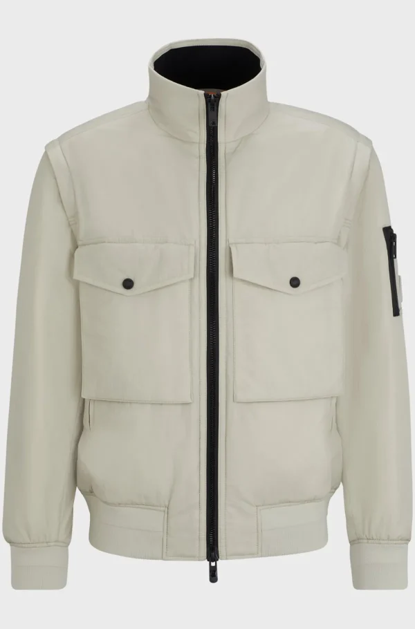 HUGO BOSS Casacos>Casaco Bomber Repelente à água Com Capuz E Mangas Destacáveis
