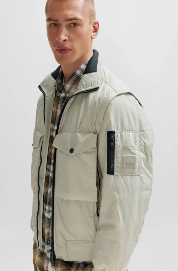 HUGO BOSS Casacos>Casaco Bomber Repelente à água Com Capuz E Mangas Destacáveis