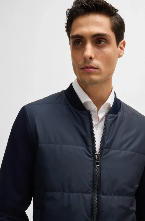 HUGO BOSS Sweats E Hoodies>Casaco Com Fecho Híbrido Com Terry De Algodão