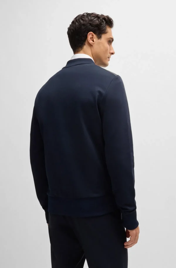 HUGO BOSS Sweats E Hoodies>Casaco Com Fecho Híbrido Com Terry De Algodão