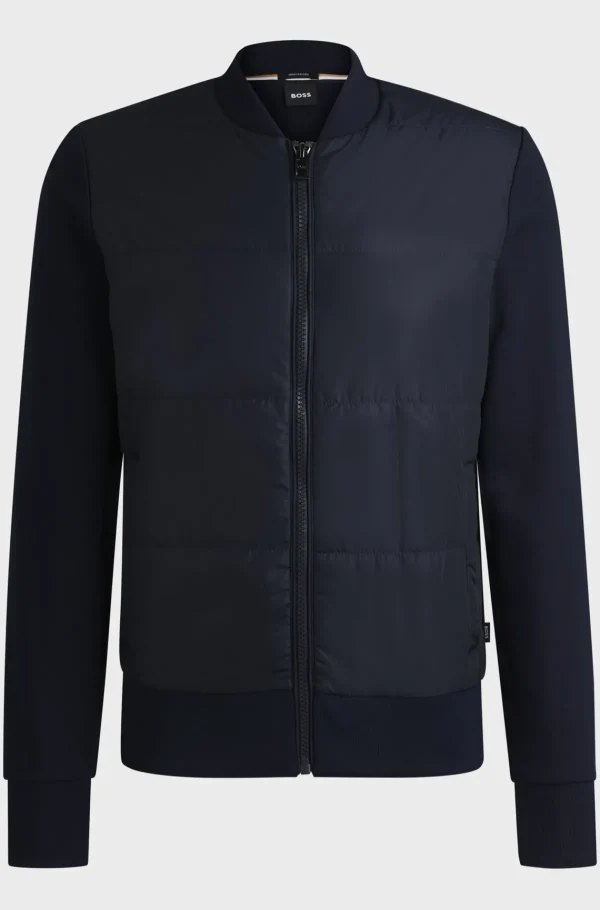 HUGO BOSS Sweats E Hoodies>Casaco Com Fecho Híbrido Com Terry De Algodão