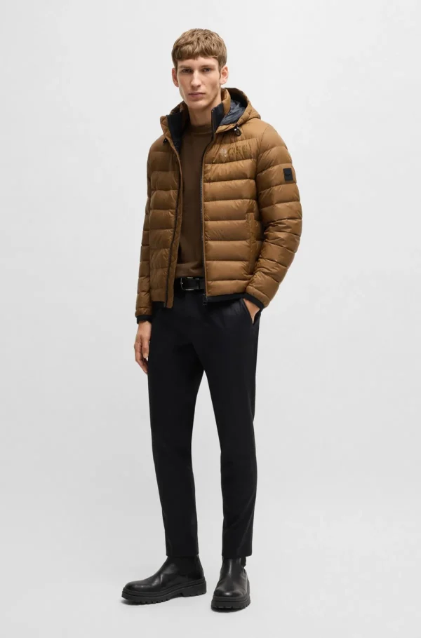 HUGO BOSS Casacos>Casaco Com Penas Repelente à água Com Logótipo Tonal