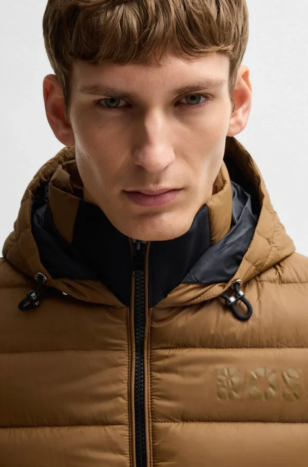 HUGO BOSS Casacos>Casaco Com Penas Repelente à água Com Logótipo Tonal