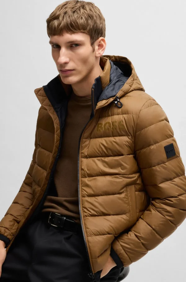 HUGO BOSS Casacos>Casaco Com Penas Repelente à água Com Logótipo Tonal
