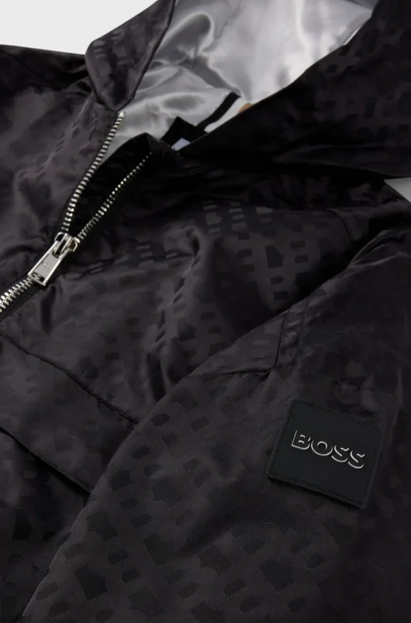 Crianças HUGO BOSS Partes De Cima Para Rapariga>Casaco Corta-vento Com Capuz Para Criança Com Padrão De Monograma