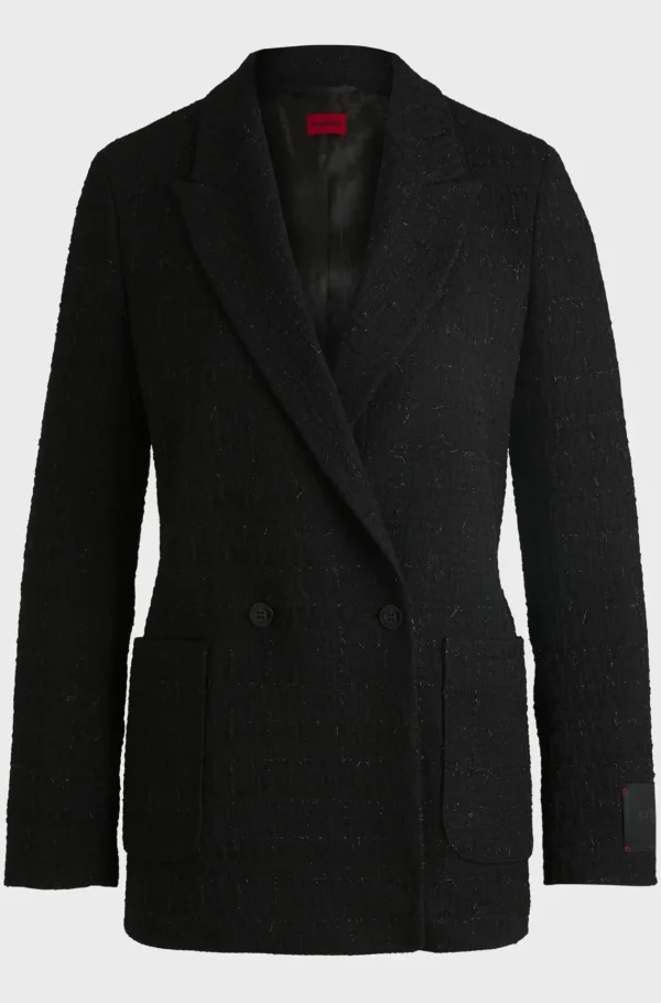MULHER HUGO BOSS Fatos>Casaco De Ajuste Descontraído Em Bouclé Com Efeito Brilhante