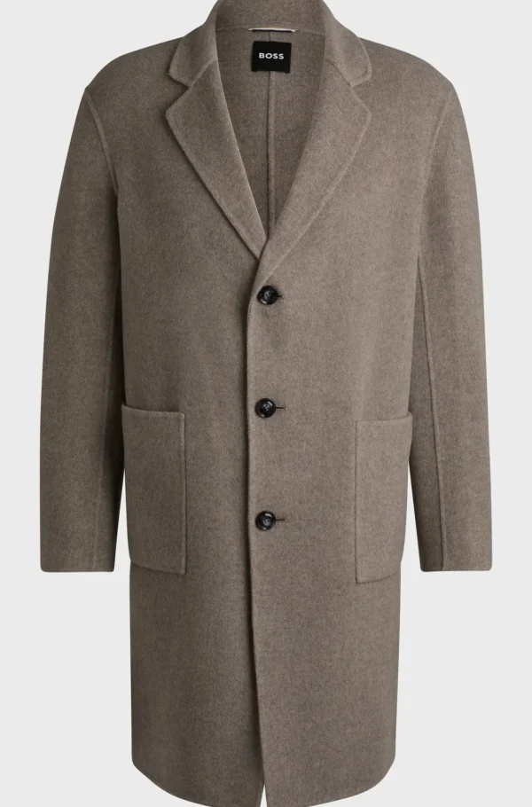 HUGO BOSS Sobretudos E Parkas>Casaco De Ajuste Descontraído Em Mistura De Lã Com Micropadrão