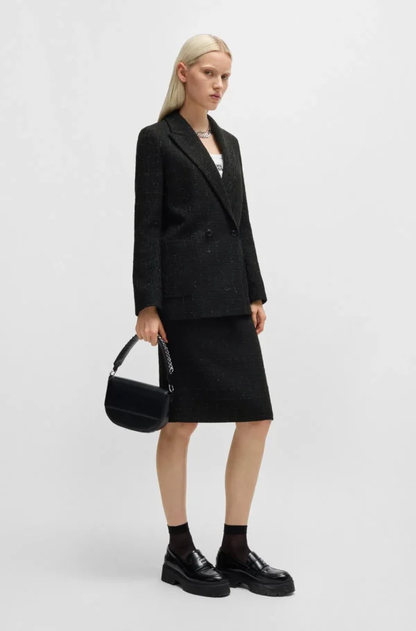 MULHER HUGO BOSS Fatos>Casaco De Ajuste Descontraído Em Bouclé Com Efeito Brilhante