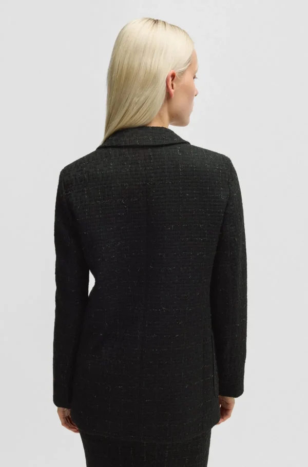MULHER HUGO BOSS Fatos>Casaco De Ajuste Descontraído Em Bouclé Com Efeito Brilhante