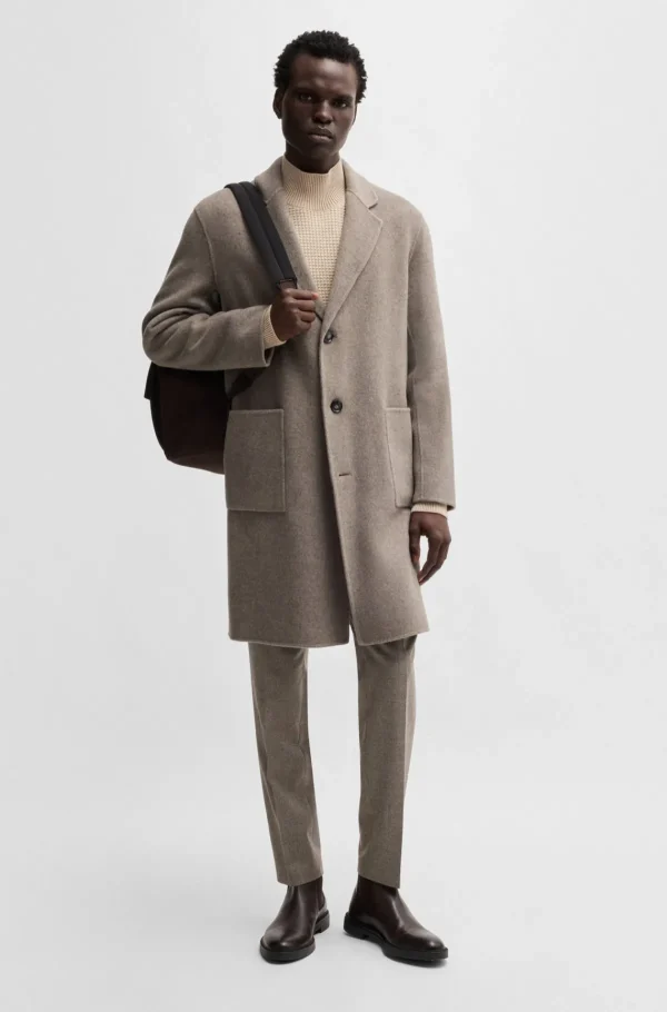 HUGO BOSS Sobretudos E Parkas>Casaco De Ajuste Descontraído Em Mistura De Lã Com Micropadrão