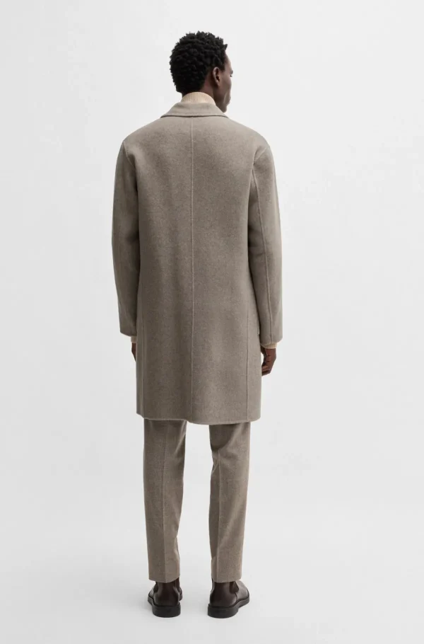 HUGO BOSS Sobretudos E Parkas>Casaco De Ajuste Descontraído Em Mistura De Lã Com Micropadrão
