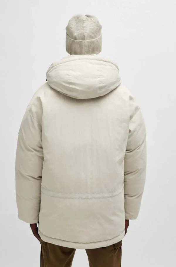 HUGO BOSS Casacos>Casaco De Ajuste Grande Em Tecido Pêssego Com Capuz Amovível