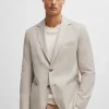 HUGO BOSS Blazers>Casaco De Ajuste Regular Em Mistura De Algodão Elástico Em Espinha