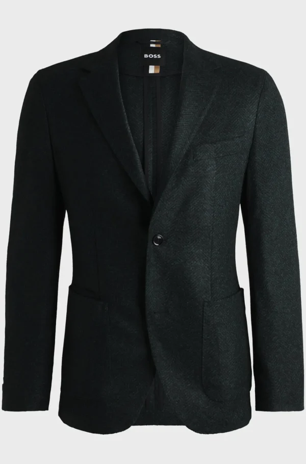 HUGO BOSS Blazers>Casaco De Ajuste Regular Em Jersey De Espinha