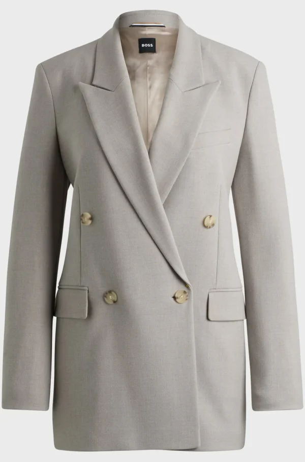 MULHER HUGO BOSS Blazers>Casaco De Ajuste Regular Com Fecho De Trespasse