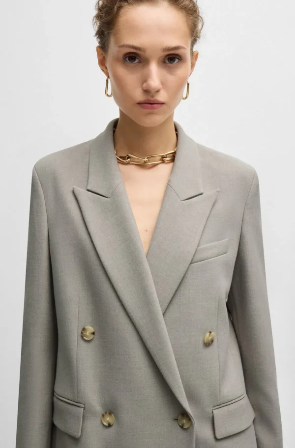 MULHER HUGO BOSS Blazers>Casaco De Ajuste Regular Com Fecho De Trespasse