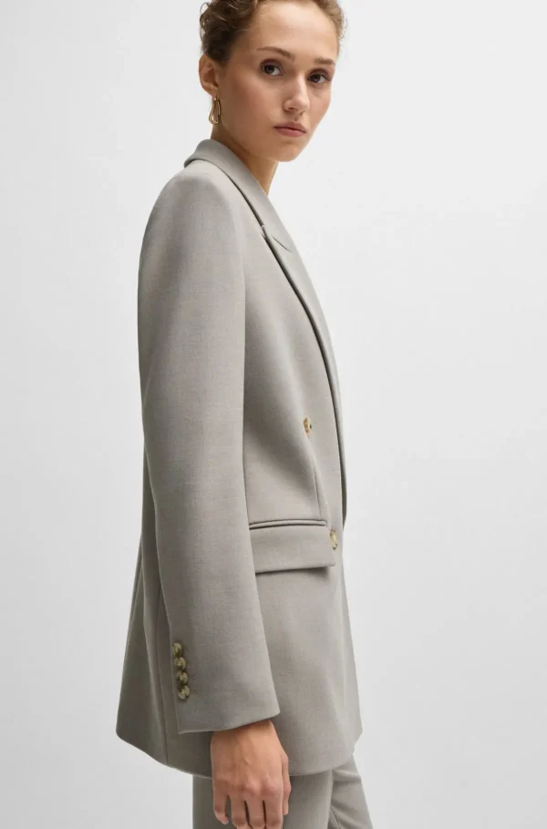 MULHER HUGO BOSS Blazers>Casaco De Ajuste Regular Com Fecho De Trespasse