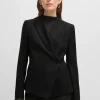 MULHER HUGO BOSS Blazers>Casaco De Ajuste Slim Em Sarja De Mistura De Lã