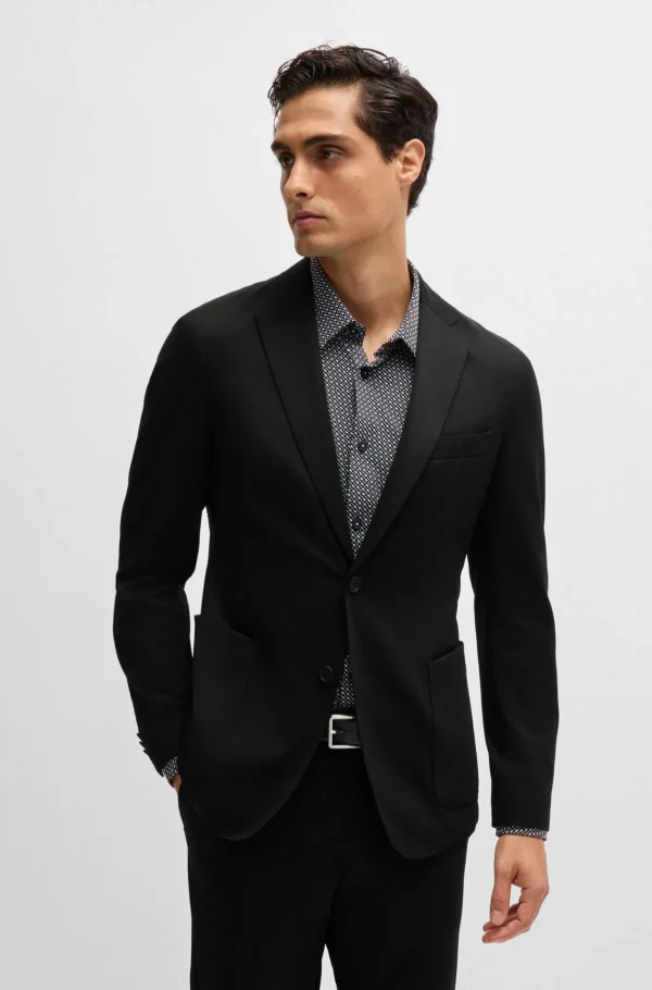 HUGO BOSS Blazers>Casaco De Ajuste Slim Em Jersey Elástico De Alto Desempenho Com Padrão