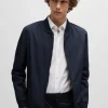 HUGO BOSS Casacos>Casaco De Ajuste Slim Em Algodão Elástico