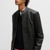 HUGO BOSS Blazers>Casaco De Ajuste Slim Em Pele Suave Com Colarinho Mandarim