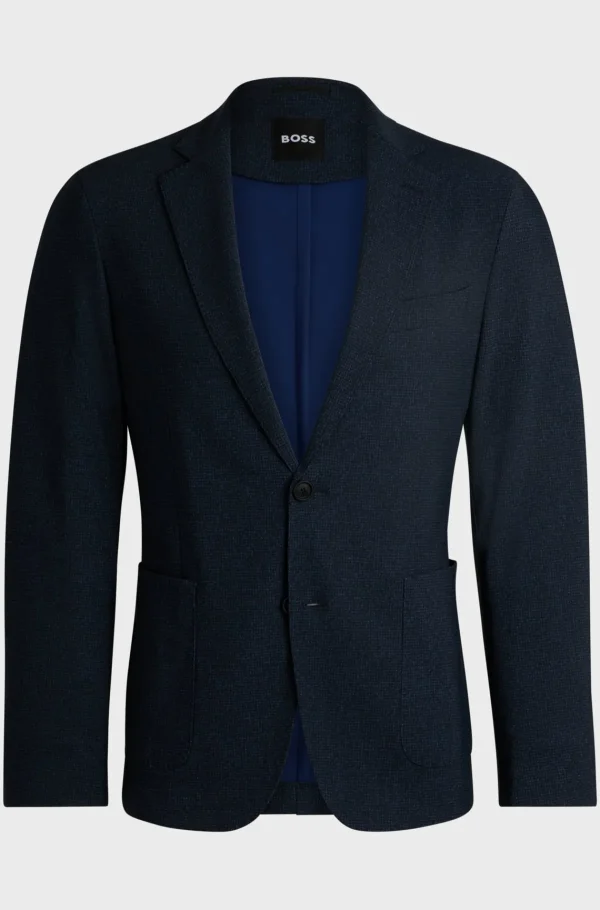 HUGO BOSS Blazers>Casaco De Ajuste Slim Em Tecido Elástico De Alto Desempenho Com Micropadrão