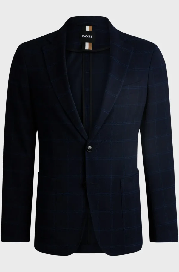 HUGO BOSS Blazers>Casaco De Ajuste Slim Em Tecido Elástico Axadrezado