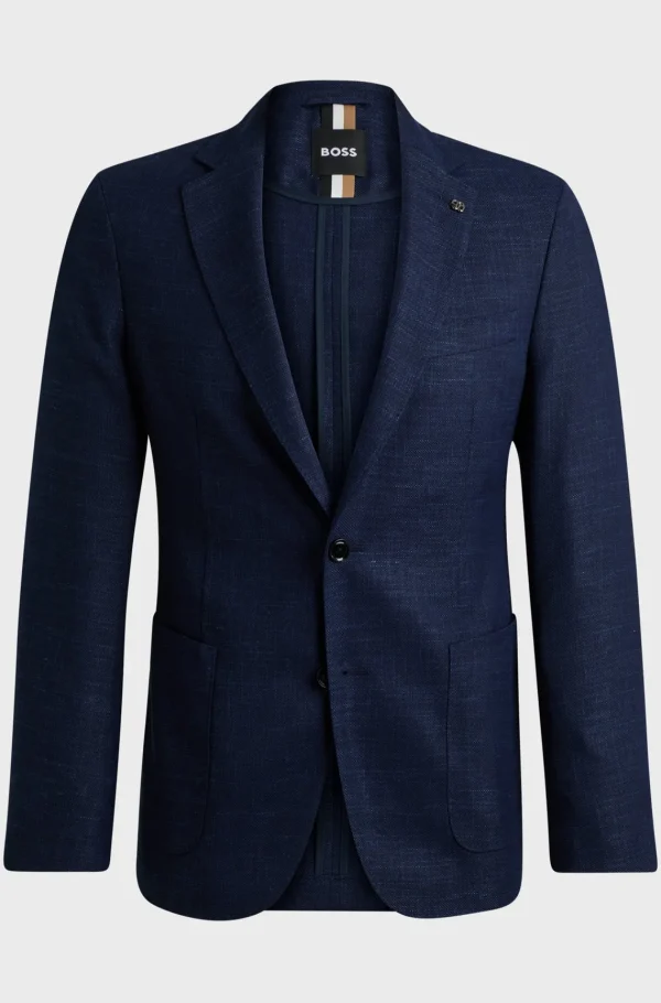 HUGO BOSS Blazers>Casaco De Ajuste Slim Em Tecido Elástico Melange