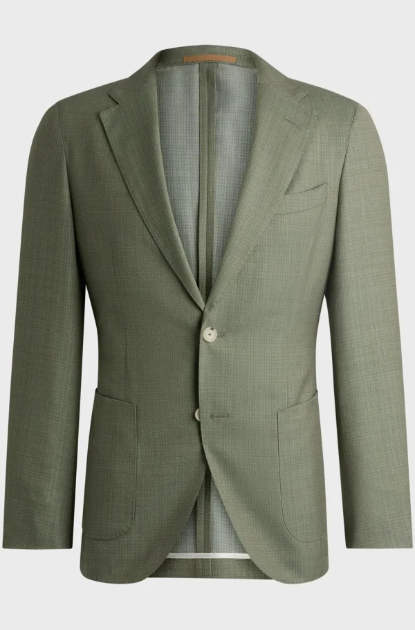 HUGO BOSS Blazers>Casaco De Ajuste Slim Em Lã Virgem Com Micropadrão