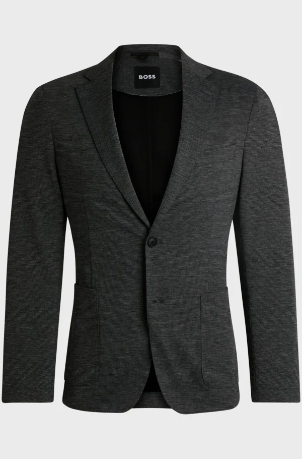 HUGO BOSS Blazers>Casaco De Ajuste Slim Em Jersey Elástico De Alto Desempenho Com Padrão