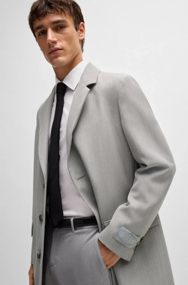 HUGO BOSS Sobretudos E Parkas>Casaco De Ajuste Slim Em Lã Virgem Com Padrão