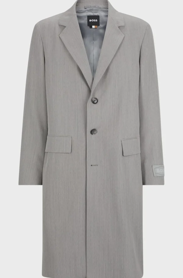 HUGO BOSS Sobretudos E Parkas>Casaco De Ajuste Slim Em Lã Virgem Com Padrão