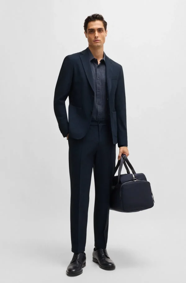 HUGO BOSS Blazers>Casaco De Ajuste Slim Em Tecido Elástico De Alto Desempenho Com Micropadrão